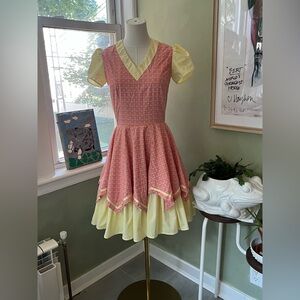 Vintage frilly pink and yellow dress by Dolly Kress